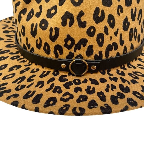 Womens Western Hat Leopard Print Felt One Size Adjustable Cowboy Casual Tan Brow - Picture 6 of 12